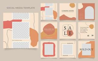 social media template blog fashion sale promotion set vector