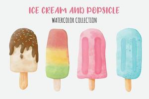 Watercolor Ice Cream and Popsicle vector