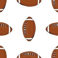 Football, rugby ball seamless pattern hand drawn sketch, vector illustration