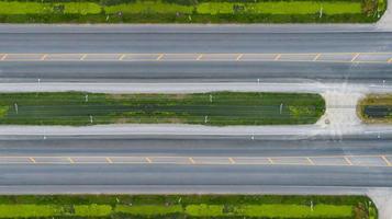 Aerial view over the road and highway photo