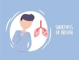 covid 19 pandemic infographic, man with shortness of breath vector