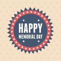 happy memorial day, badge decoration inscription stars american celebration vector