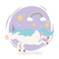 unicornios arcoíris estrellas fantasía mágica dibujos animados lindo animal vector