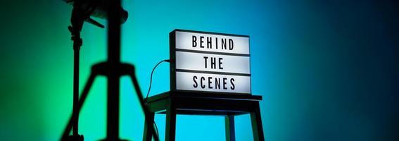 Behind the scenes letterboard text on Lightbox or Cinema Light box. photo