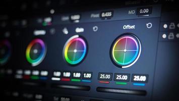 Color grading tools or RGB colour correction indicator on monitor photo