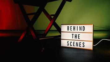 Behind the scenes letterboard text on Lightbox or Cinema Light box. photo