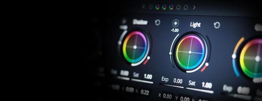 Color grading tools or RGB colour correction indicator on monitor photo