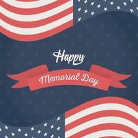 happy memorial day, flags banner blue background american celebration vector