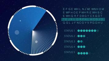 radar che funziona con codice di testo e sfondo della barra di stato video