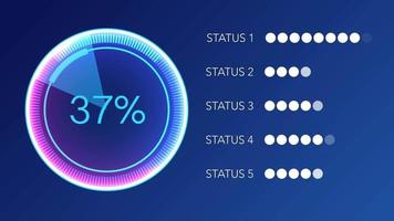 cercle de chargement néon lumineux avec fond d'état video