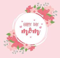 happy mothers day, mom flowers elegant decoration label vector