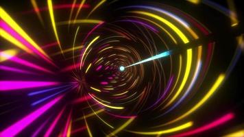 hiperespacio fluorescente líneas de neón brillantes bucle de rotación de luz video