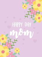 happy mothers day, flowers branches decoration hearts background vector