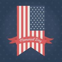 happy memorial day, vertical flag ribbon stars blue background american celebration vector