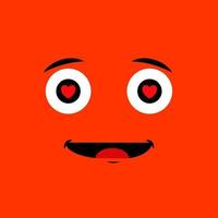 Cartoon face expression. Kawaii manga doodle character with mouth and eyes, crazy sad confuse face emotion, comic avatar isolated on orange background. Emotion squared. Flat design. vector