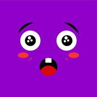 Cartoon face expression. Kawaii manga doodle character with mouth and eyes, surprised face emotion, comic avatar isolated on pink background. Emotion squared. Flat design.