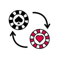 casino chip with arrows icon vector