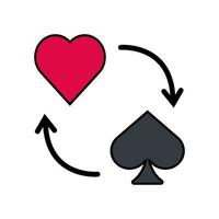 Figuras de corazones y espadas de poker de casino vector