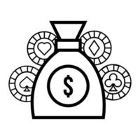 money dollars bag and casino chips vector