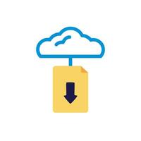 cloud computing with diocument and arrow down lineal color style vector