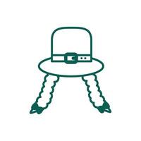 leprechaun hat with braids line style vector