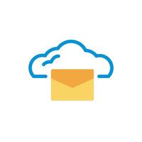 cloud computing with envelope lineal color style vector