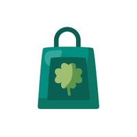 bolsa de compras del día de San Patricio con estilo detallado de hoja de trébol vector