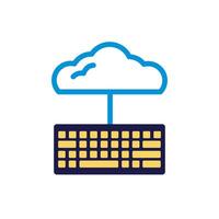 cloud computing with keyboard lineal color style vector