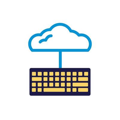 cloud computing with keyboard lineal color style