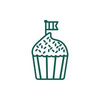 cupcake with tricolor flag in pole line style icon vector