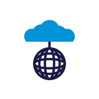cloud computing with sphere browser lineal color style vector