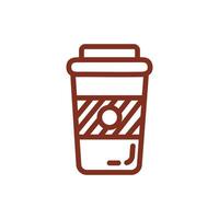 coffee drink in plastic container line style vector