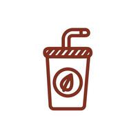 coffee drink in plastic container line style vector