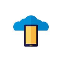 cloud computing with smartphone flat style vector