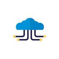 cloud computing with lines network flat style vector