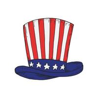 USA hat in national flag colors. 4th of July. Hand drawn vector illustration