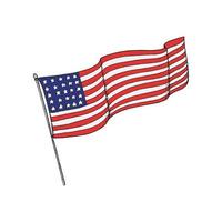 USA national waving flag. 4th of July. Hand drawn vector illustration