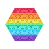 A bright trend pop it fidget. Antistress toy in the shape of a polygon for children. Convex iridescent bubbles. Vector illustration on a white background
