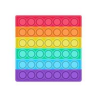 A bright pop it fidget trend. Antistress toy in the shape of a square for children. Convex iridescent bubbles. Vector illustration on a white background