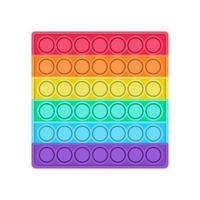 A bright pop it fidget trend. Antistress toy in the shape of a square for children. Convex iridescent bubbles. Vector illustration on a white background