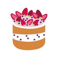 sweet cake with strawberries dessert vector