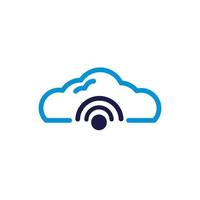 cloud computing with wifi signal lineal color style vector