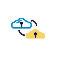 clouds computing with shape hole lineal color style vector