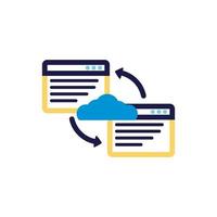 cloud computing with webpage templates lineal color style vector