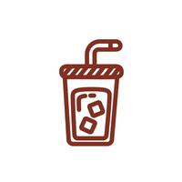 coffee drink in plastic container line style vector