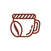 coffee cup drink with grains seeds line style icon vector