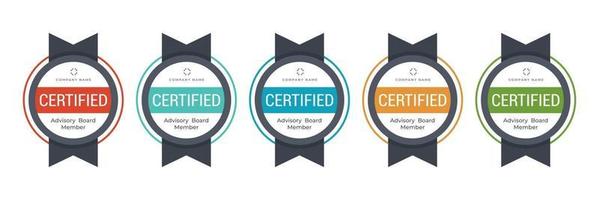 Certified badge logo design. Professional certification category or criteria. Vector badge illustration template.