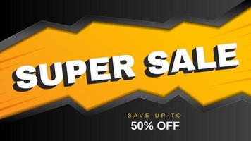 Super sale banner background save 50 off Sales promo with abstract vector shape