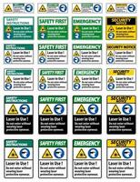 Warning PPE Safety Label,Laser In Use Do Not Enter Without Wearing Laser Protective Eyewear vector