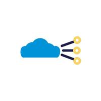 cloud computing with lines network lineal color style vector